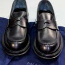PRADA SHOES $1090 BLACK CALFSKIN TRIPLE SOLE RUNWAY PENNY LOAFER 8.5 41.5 NEW