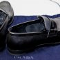 PRADA SHOES $890 BLACK/GRAY 2-TONE SAFFIANO LEATHER PENNY LOAFER 8.5 41.5 NEW