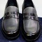 PRADA SHOES $890 BLACK/GRAY 2-TONE SAFFIANO LEATHER PENNY LOAFER 8.5 41.5 NEW