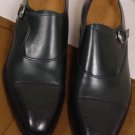 GUCCI SHOES $890 DK GREEN PATINA LOGO CHARM BUCKLED MONKSTRAP 12.5 45.5e NEW