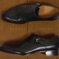 GUCCI SHOES $890 DK GREEN PATINA LOGO CHARM BUCKLED MONKSTRAP 12.5 45.5e NEW