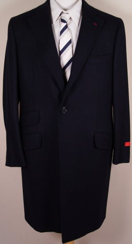 ISAIA COAT $3495 NAVY WOOL/ANGORA 3-BTN AQUAWOOL HANDMADE WINTER COAT 46 56e NEW