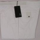 VERSACE PANTS $585 WHITE LEATHER GREEK KEY WAIST COUTURE LOGO SLACKS 40 56e NEW