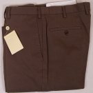 BORRELLI PANTS $595 TAUPE BROWN BRUSHED COTTON HANDMADE DRESS SLACKS 38 54e NEW
