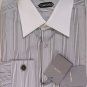 TOM FORD SHIRT $695 GRAY/WHITE STRIPED FRENCH CUFF OXFORD SHIRT 17/35 43 NEW