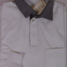 BRUNELLO CUCINELLI POLO $595 WHITE/GRAY 100%COTTON 4-BTN RUGBY/POLO L 52e NEW