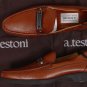 A.TESTONI SHOES $445 BROWN LOGO BANDED VAMP KID LEATHER LOAFERS 7 40e NEW