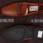 A.TESTONI SHOES $445 BROWN LOGO BANDED VAMP KID LEATHER LOAFERS 7 40e NEW