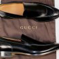 GUCCI SHOES $645 BLACK LOGO EMBOSSED TONAL STITCH LOAFERS 13.5 46.5e NEW