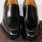 GUCCI SHOES $645 BLACK LOGO EMBOSSED TONAL STITCH LOAFERS 13.5 46.5e NEW