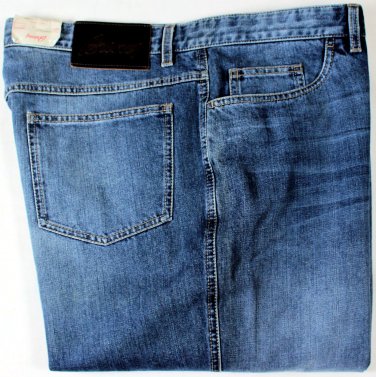 BRIONI JEANS $595 DARK WASH FRONT WHISKERED LOGO HANDMADE DENIM 40/38 56e NEW