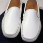 PRADA SHOES $640 WHITE SAFFIANO LEATHER LOGO ORNAMENTED VAMP DRIVER 9.5 42.5 NEW