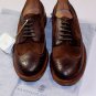 BRUNELLO CUCINELLI SHOES $1235 BROWN CALF HANDMADE WINGTIP DERBY 10.5D 43.5 NEW