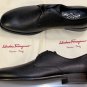 SALVATORE FERRAGAMO SHOES $695 BLACK GRAINED CALFSKIN STEFANO DERBY 9.5 42.5 NEW
