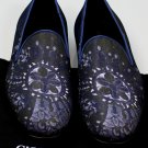 GIORGIO ARMANI SHOES $695 BLUE/GRAY EMBROIDERED DESIGN FORMAL SLIPPER 8 41 NEW