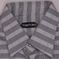 TOM FORD SHIRT $595 BLACK/WHITE CROSS STRIPE OXFORD DRESS SHIRT 17.5/35 44 NEW