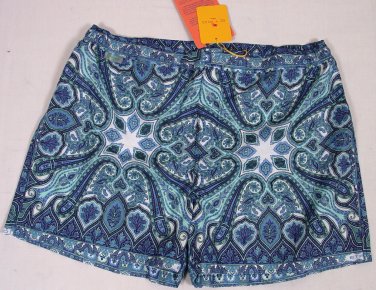 ETRO SWIM TRUNKS $365 BLUE LOGO PAISLEY DESIGN BEACHWEAR SWIM SHORTS MED 50e NEW