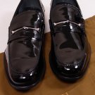 GUCCI SHOES $690 BLACK LOGO LINK ORNAMENT VAMP PATENT LOAFER 11.5 44.5e NEW