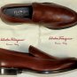 SALVATORE FERRAGAMO SHOES $650 DARK BROWN LOGO EMBOSSED LOAFER 8.5E 41.5 NEW