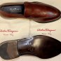 SALVATORE FERRAGAMO SHOES $650 DARK BROWN LOGO EMBOSSED LOAFER 8.5E 41.5 NEW