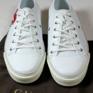 GUCCI SHOES $585 WHITE CALFSKIN LOGO EMBROIDER STUD ORNAMENT TRAINER 10 43e NEW