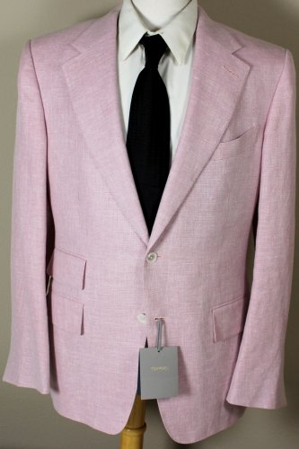 TOM FORD JACKET $3820 ROSE LINEN/WOOL/SILK SUMMER BLAZER 2-BTN COAT 42R 52e NEW