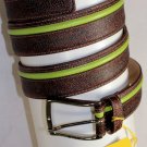 ETRO BELT $380 BURGUNDY PAISLEY NEON GREEN VEIN CALFSKIN LOGO BUCKLE 42 105 NEW