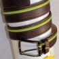 ETRO BELT $380 BURGUNDY PAISLEY NEON GREEN VEIN CALFSKIN LOGO BUCKLE 42 105 NEW