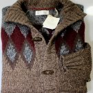 BRUNELLO CUCINELLI SWEATER BROWN 100%CASHMERE FAIRISLE TOGGLE CARDIGAN XL 54 NEW