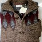 BRUNELLO CUCINELLI SWEATER BROWN 100%CASHMERE FAIRISLE TOGGLE CARDIGAN XL 54 NEW