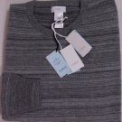 MALO SWEATER $990 GRAY STRIPED 100%CASHMERE REVERSIBLE CREWNECK JUMPER L 52e NEW