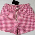 KITON SWIMSUIT $425 PINK/WHITE GINGHAM CHECK LOGO BEACHWEAR TRUNK MED 50e NEW