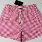 KITON SWIMSUIT $425 PINK/WHITE GINGHAM CHECK LOGO BEACHWEAR TRUNK MED 50e NEW
