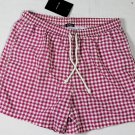 KITON SWIMSUIT $425 MAGENTA/WHITE GINGHAM CHECK LOGO BEACHWEAR TRUNKS XL 54e NEW