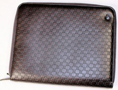 GUCCI iPAD CASE $535 DARK BROWN LOGO GUCCISSIMA EMBOSSED iPAD PROTECTOR CASE NEW