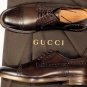 GUCCI SHOES $745 DARK BROWN TOE ORNAMENTED CAPTOE GLAMOUR DERBY 9 42e NEW