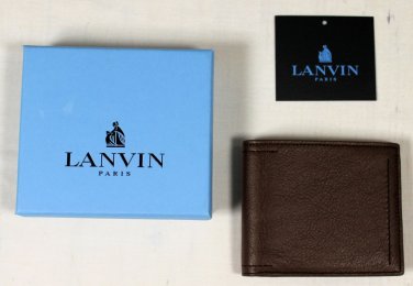 LANVIN WALLET $395 BROWN GRAINED LEATHER LOGO EMBOSSED SARTORIAL WALLET NEW