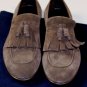 PRADA SHOES $690 BROWN SUEDE CALFSKIN KILTED TASSEL VAMP LOAFERS 9.5 42.5 NEW