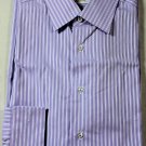 BRIONI SHIRT $695 PURPLE RIBBON STRIPE OXFORD FRENCH CUFF SHIRT 17/34 43e NEW