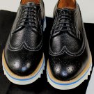 DSQUARED2 SHOES $695 BLACK GRAINED CALF WINGTIP CONTRAST SHARK DERBY 6.5 39e NEW