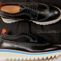 DSQUARED2 SHOES $695 BLACK GRAINED CALF WINGTIP CONTRAST SHARK DERBY 6.5 39e NEW
