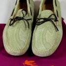 ETRO SHOES $595 BEIGE/LIME PAISLEY TIED VAMP PEBBLE SOLE DRIVERS 10 43e NEW