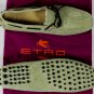 ETRO SHOES $595 BEIGE/LIME PAISLEY TIED VAMP PEBBLE SOLE DRIVERS 10 43e NEW