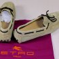 ETRO SHOES $595 BEIGE/LIME PAISLEY TIED VAMP PEBBLE SOLE DRIVERS 10 43e NEW