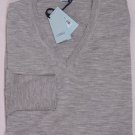 MALO SWEATER $850 LIGHT GRAY CASH-LIGHT 100%CASHMERE V-NECK JUMPER XL 54e NEW