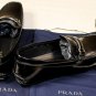 PRADA SHOES $620 BLACK LOGO ORNAMENT VAMP BRUSHED CALFSKIN DRIVER 8 41e NEW