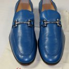 SALVATORE FERRAGAMO SHOES $720 BLUE CALFSKIN GANCINI BIT VAMP LOAFER 11 44e NEW