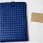 BOTTEGA VENETA MINI iPAD CASE $640 BLUE LOGO INTRECCIATO WOVEN LAMBSKIN MINI NEW