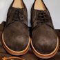 TOD'S SHOES $595 DARK BROWN SUEDE CALFSKIN PEBBLE SOLE LOGO DERBY 11 44e NEW