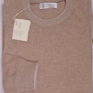 BRUNELLO CUCINELLI SWEATER MALT KANGAROO POCKET 100%CASHMERE CREWNECK MED 50 NEW